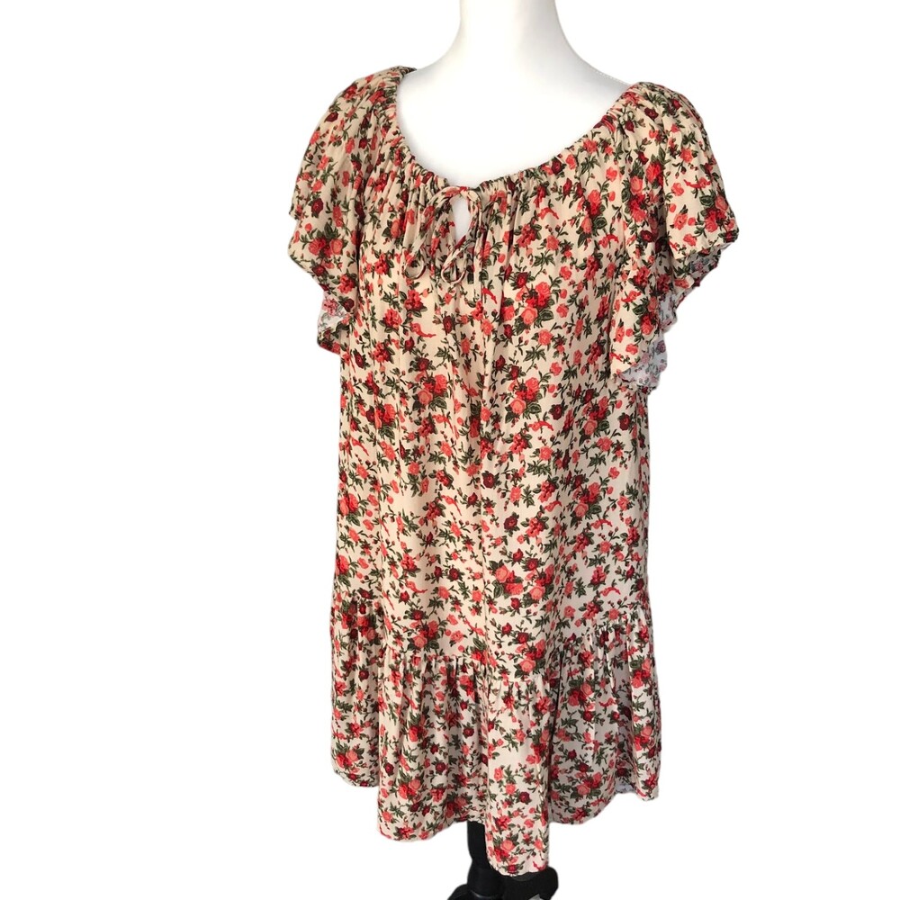 Cynthia Rowley Flutter Sleeve Mini Tiered Boho Western Tiered Shift Dress Size S